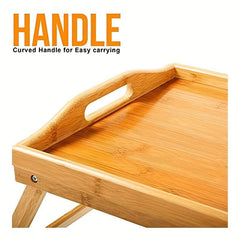 Bamboo Brown Folding Table Bed Tray Table Portable Bed Table