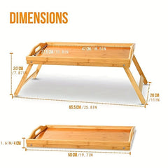 Bamboo Brown Folding Table Bed Tray Table Portable Bed Table
