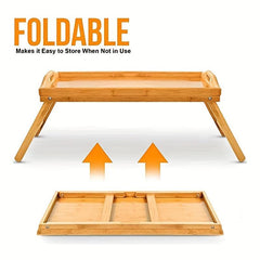 Bamboo Brown Folding Table Bed Tray Table Portable Bed Table