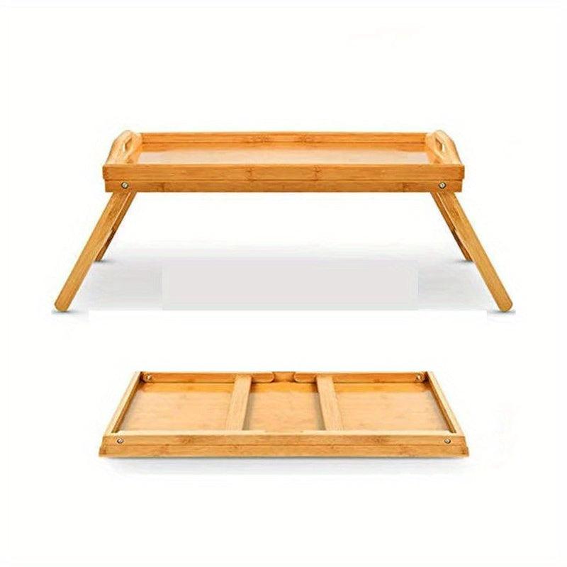 Bamboo Brown Folding Table Bed Tray Table Portable Bed Table