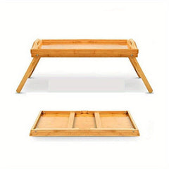 Bamboo Brown Folding Table Bed Tray Table Portable Bed Table