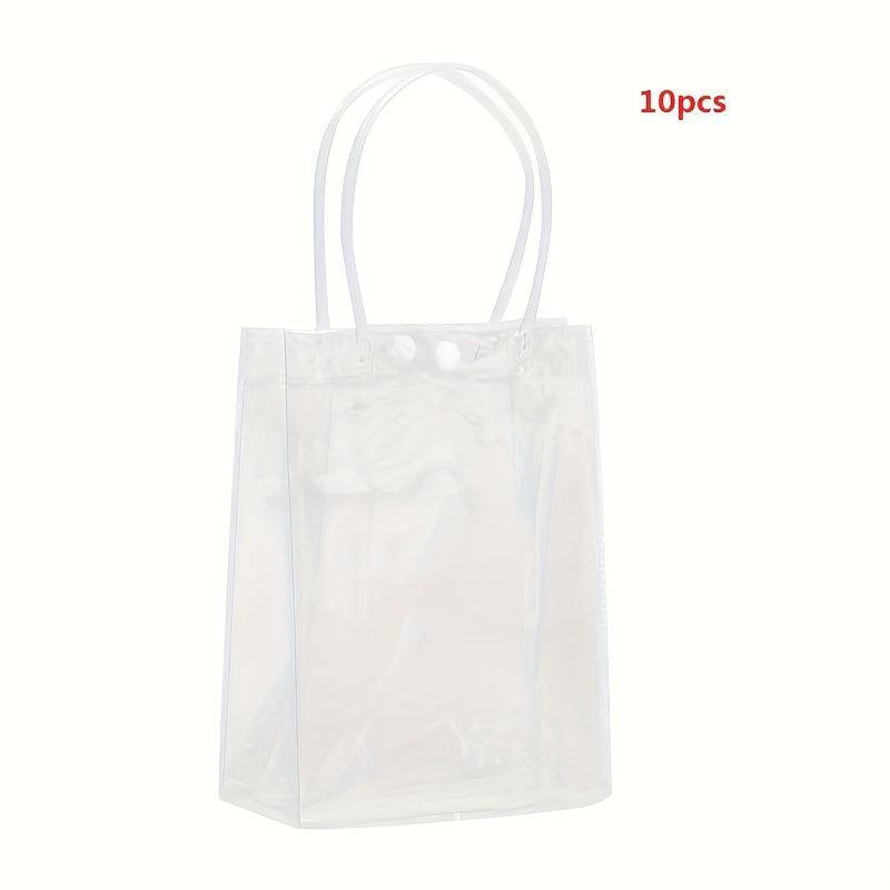 10pcs Clear Plastic Gift Bags Shopping Bags Take Out Bags for Parties