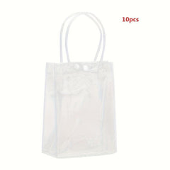 10pcs Clear Plastic Gift Bags Shopping Bags Take Out Bags for Parties