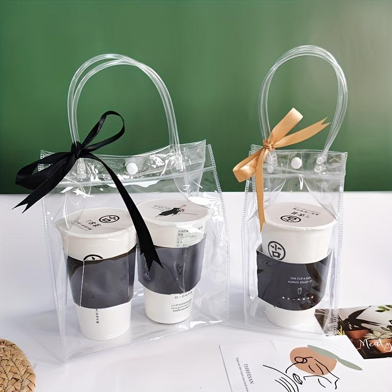 10pcs Clear Plastic Gift Bags Shopping Bags Take Out Bags for Parties