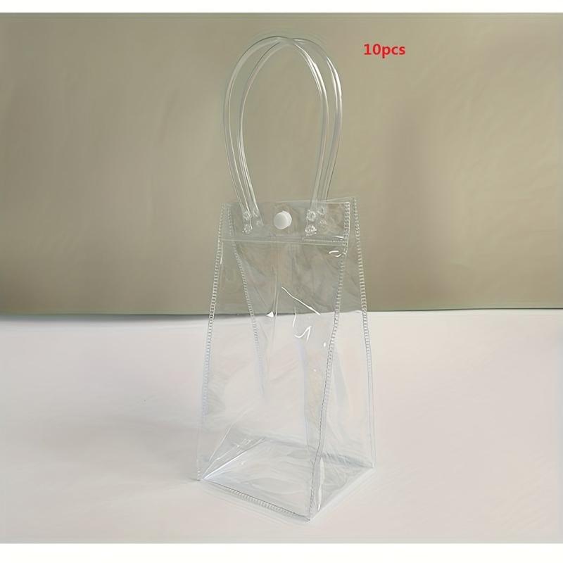 10pcs Clear Plastic Gift Bags Shopping Bags Take Out Bags for Parties