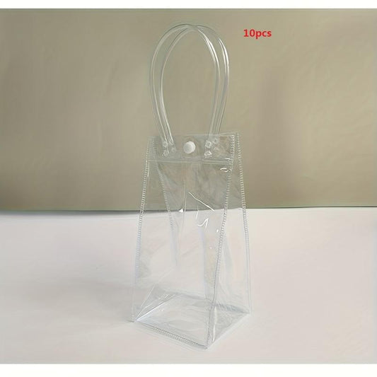 10pcs Clear Plastic Gift Bags Shopping Bags Take Out Bags for Parties