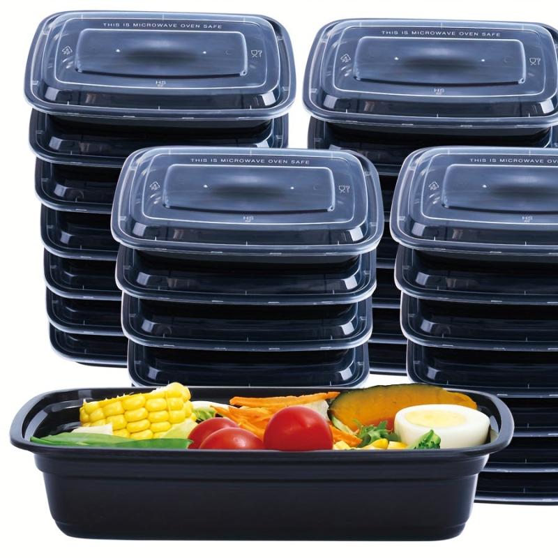 50pcs BPA Rectangular Food Storage Containers 28 Oz Stackable Leakproof