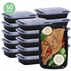 50pcs BPA Rectangular Food Storage Containers 28 Oz Stackable Leakproof