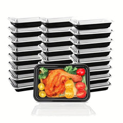 50pcs 28oz Disposable Plastic Square Reusable Lunch Box Stackable