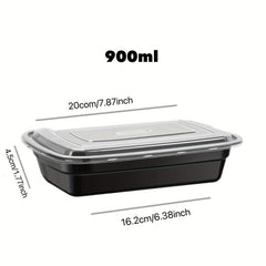 50pcs 28oz Disposable Plastic Square Reusable Lunch Box Stackable