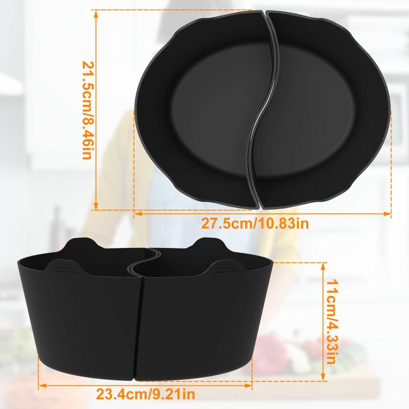 2pcs Slow Cooker Dividers For 6 QT Pot Reusable Silicone Cooker Divider Insert