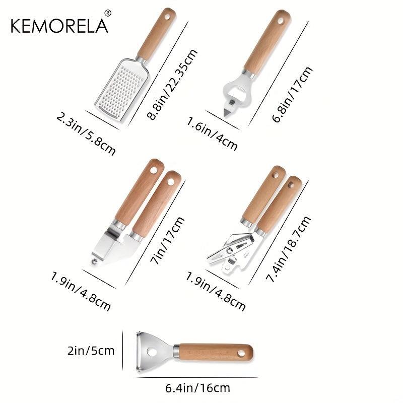 9Pcs Kitchenware Set Stainless Steel & Wood Handles