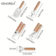 9Pcs Kitchenware Set Stainless Steel & Wood Handles