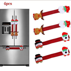 Christmas Refrigerator Handle Covers Set Santa Snowman