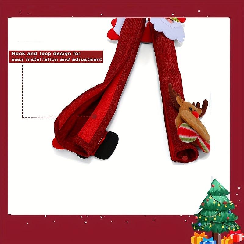 Christmas Refrigerator Handle Covers Set Santa Snowman