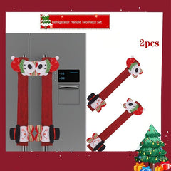 Christmas Refrigerator Handle Covers Set Santa Snowman
