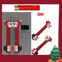 Christmas Refrigerator Handle Covers Set Santa Snowman