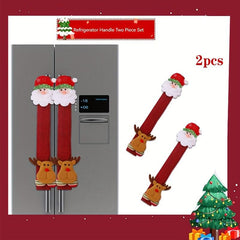 Christmas Refrigerator Handle Covers Set Santa Snowman