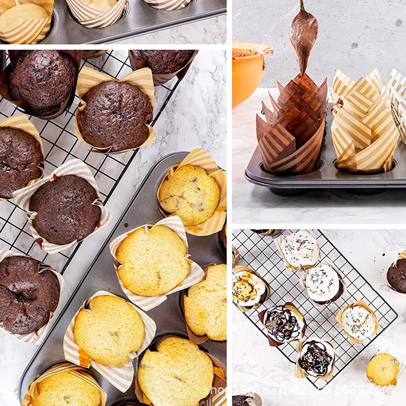 50pcs Disposable Cupcake Containers Cake Paper Holder Souffle Cups Cake Tray