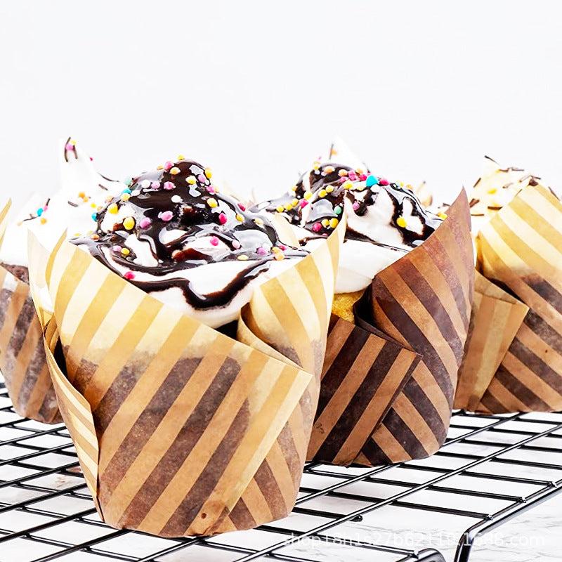 50pcs Disposable Cupcake Containers Cake Paper Holder Souffle Cups Cake Tray