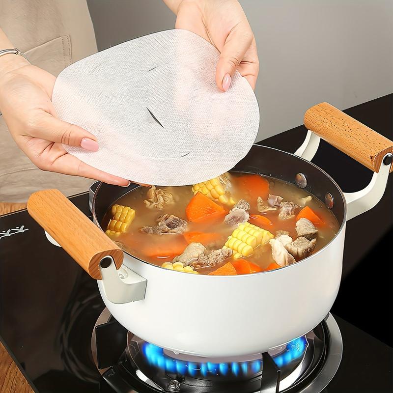 30pcs Round Food Absorbing Paper for Kitchen Cooker Soup