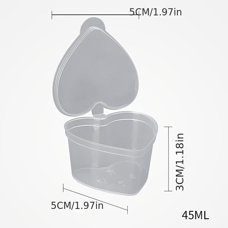 20pcs Heart Shaped Disposable Sauce Cups 45ml Takeaway Packaging