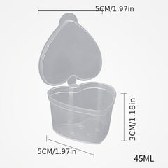 20pcs Heart Shaped Disposable Sauce Cups 45ml Takeaway Packaging
