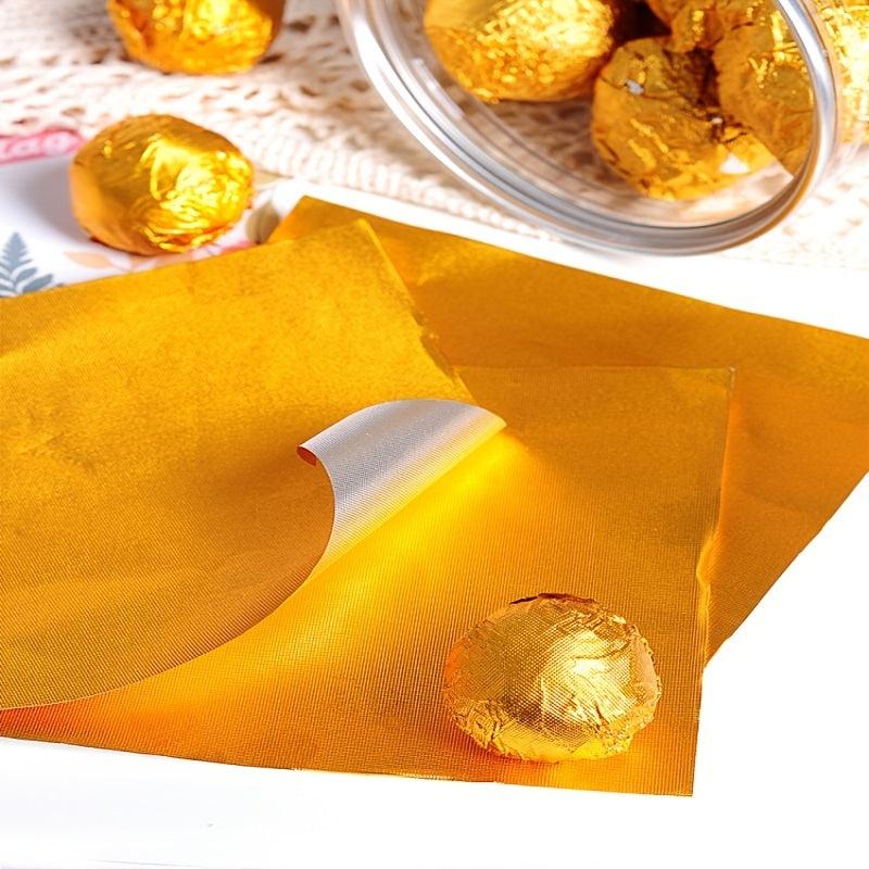 100pcs Square Golden Foil Candy Wrappers DIY Candy Chocolate Packaging