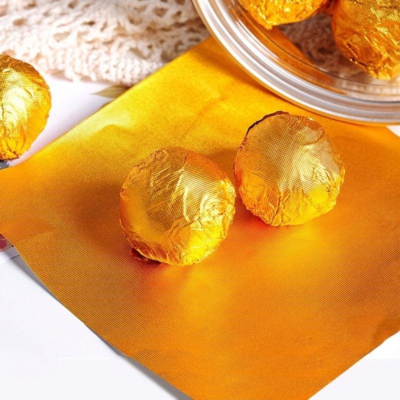 100pcs Square Golden Foil Candy Wrappers DIY Candy Chocolate Packaging