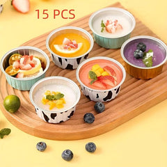 15pcs Reusable Aluminum Foil Baking Cups Mini Cake Pans with Lids