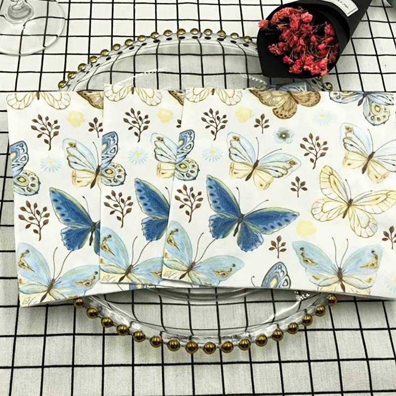 20pcs Butterfly Napkins for Weddings and Birthdays Disposable Dining Tissue