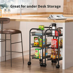 1pc Kitchen Cart on Wheels Rolling Storage Rack with Floor Shelf