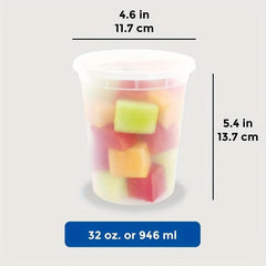 10pcs Plastic Food Container With Lid 8oz-32oz BPA-Free Leakproof Stackable