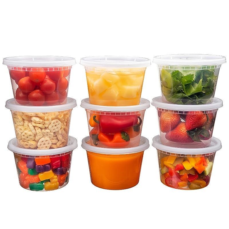 10pcs Plastic Food Container With Lid 8oz-32oz BPA-Free Leakproof Stackable