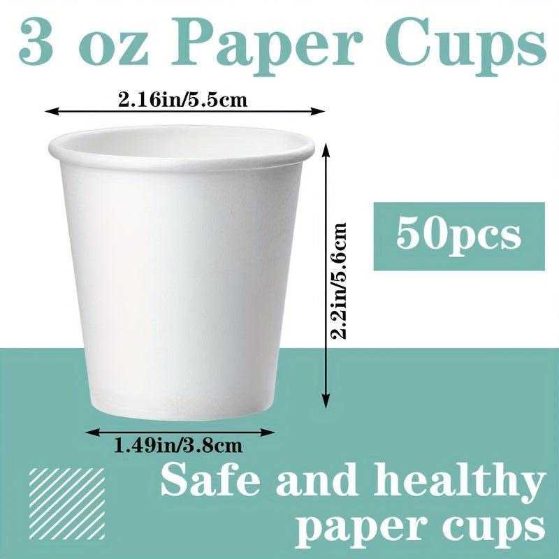 50pcs Disposable 3oz Paper Cups for Coffee, Juice, Water - Family, Supermarket