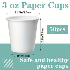 50pcs Disposable 3oz Paper Cups for Coffee, Juice, Water - Family, Supermarket