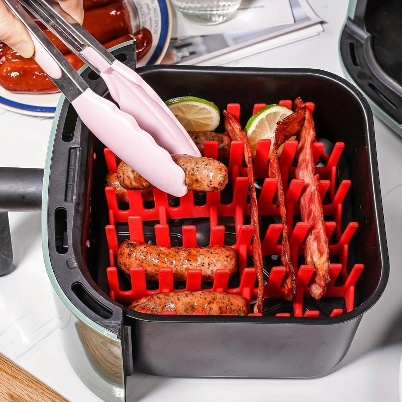 Red Silicone Air Fryer Grill Hot Dog Bacon Rack