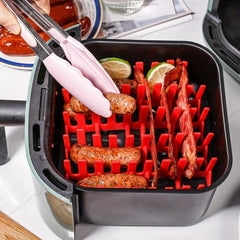 Red Silicone Air Fryer Grill Hot Dog Bacon Rack