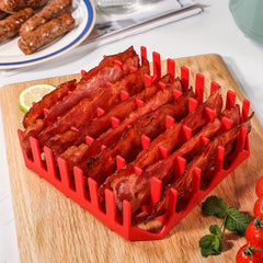 Red Silicone Air Fryer Grill Hot Dog Bacon Rack