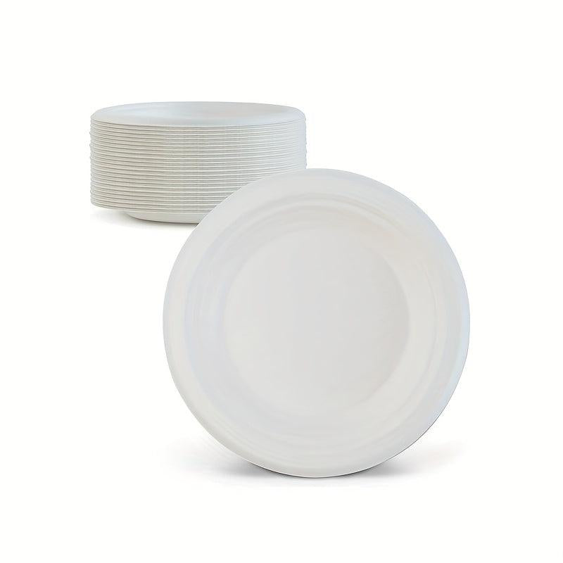 50 Pcs Biodegradable Sugarcane Pulp Disposable Plates