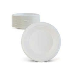 50 Pcs Biodegradable Sugarcane Pulp Disposable Plates