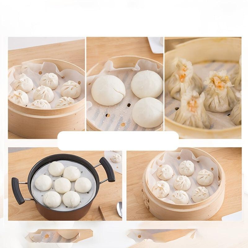 100pcs Round Steamer Paper Baking Disposable Barbecue Silicone Paper