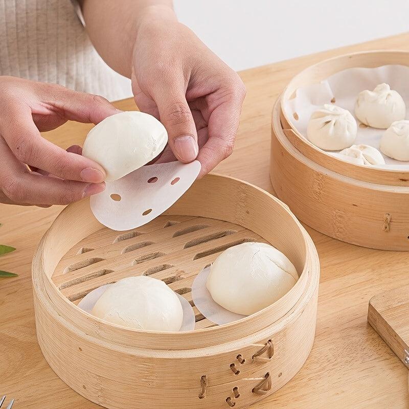 100pcs Round Steamer Paper Baking Disposable Barbecue Silicone Paper