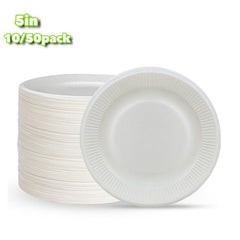 50pcs 5 inch Disposable Paper Plate Dining Plate for Picnics Kitchen Dips Fruits