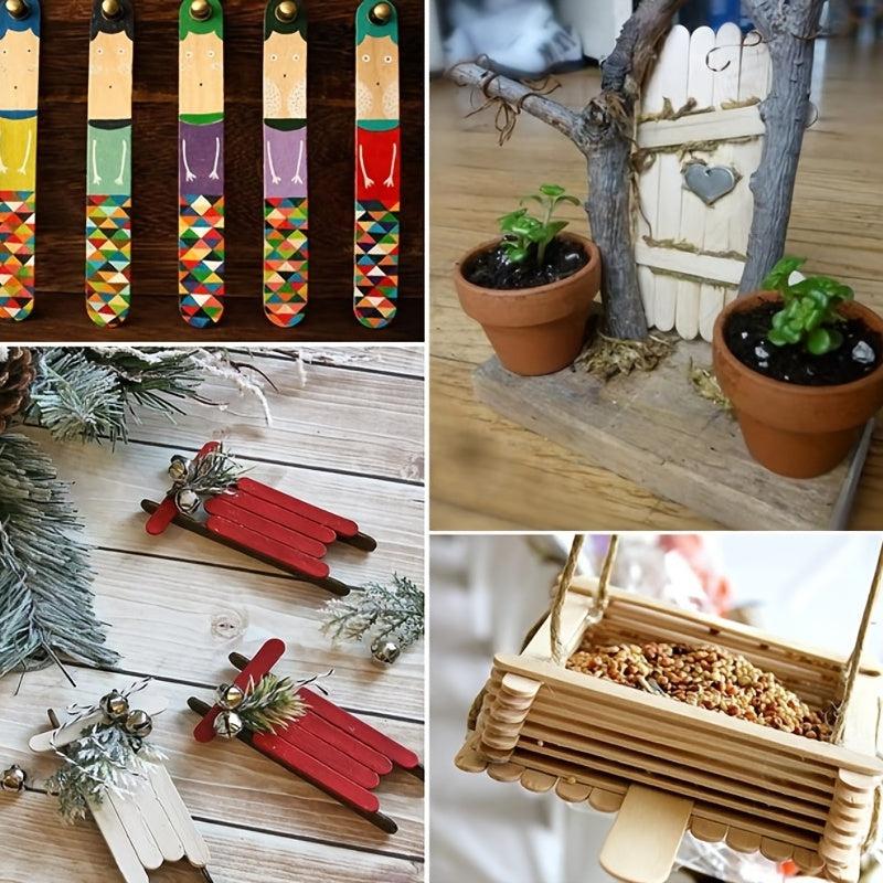 200pcs Natural Wooden Ice Cream Sticks DIY Craft Garden Label Popsicle