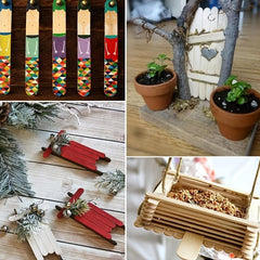 200pcs Natural Wooden Ice Cream Sticks DIY Craft Garden Label Popsicle
