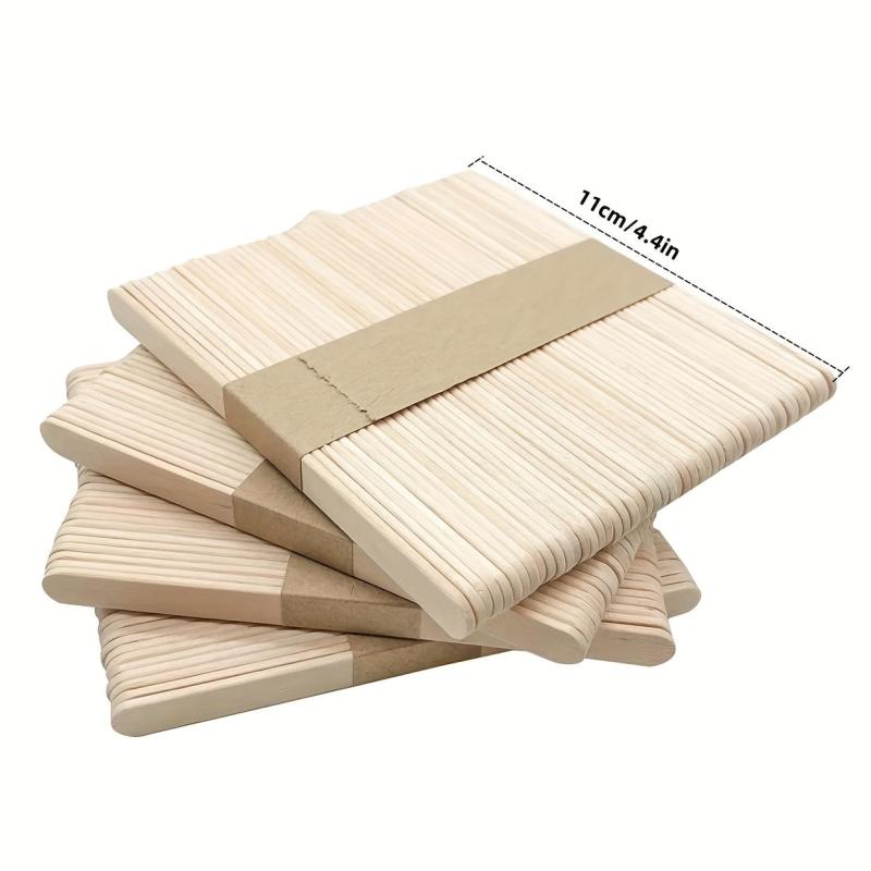 200pcs Natural Wooden Ice Cream Sticks DIY Craft Garden Label Popsicle