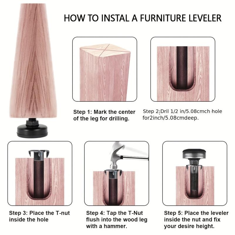 Adjustable Furniture Levelers Heavy Duty Feet for Cabinets Tables Chairs