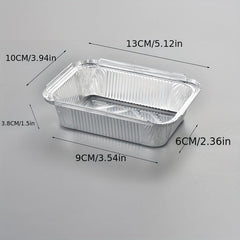 30pcs Aluminum Pans With Lid 260ml 410ml Rectangular Foil Box