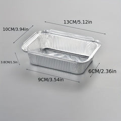 30pcs Aluminum Pans With Lid 260ml 410ml Rectangular Foil Box